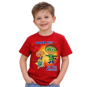 Rabbit Skins Super Why Red Graphic Tee Toddler Boys Size 4